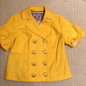 Juicy Couture yellow cropped pleated blazer